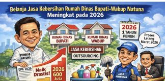 Belanja Jasa Kebersihan Rumah Dinas Bupati -Wabup Natuna Meningkat pada 2026