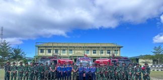 Latihan Gabungan Yon Komposit 1/Gardapati dan Damkar Natuna Perkuat Kesiapsiagaan Bencana