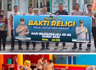 Polres Natuna Gelar Asri Lingkungan dan Bakti Religi Sambut HUT Bhayangkara Ke-80