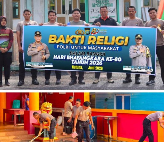 Polres Natuna Gelar Asri Lingkungan dan Bakti Religi Sambut HUT Bhayangkara Ke-80
