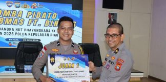 Bripda Wira Ramadhan Harumkan Nama Polres Natuna, Raih Juara I Lomba Pidato Kamtibmas Tingkat Polda Kepri