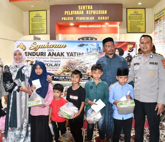 Polsek Peureulak Barat Santuni 50 Anak Yatim, Wujud Syukur Hari Bhayangkara ke-80