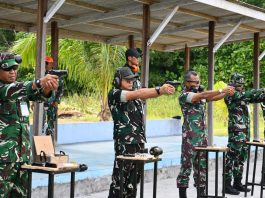 Danlanud Raden Sadjad Natuna Ikuti Latihan Menembak Bersama Personel Pomau dan Intel