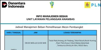 PLN ULP Anambas Lakukan Pemeliharaan Pembangkit, Sejumlah Wilayah di Pulau Siantan Alami Pemadaman Bergilir Sabtu Ini