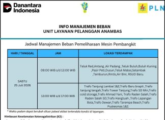 PLN ULP Anambas Lakukan Pemeliharaan Pembangkit, Sejumlah Wilayah di Pulau Siantan Alami Pemadaman Bergilir Sabtu Ini