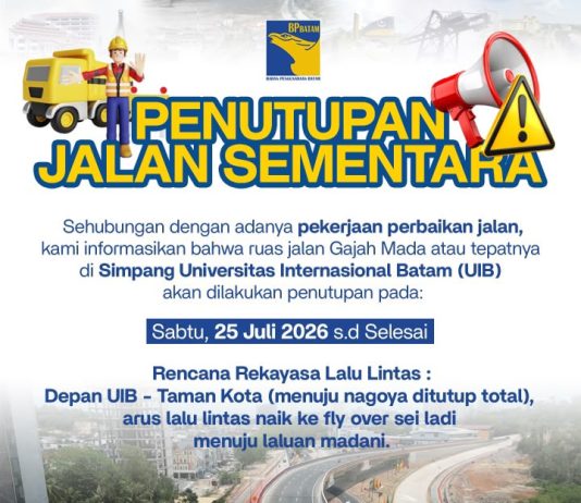 Tingkatkan Keselamatan dan Kenyamanan, BP Batam Lakukan Rekonstruksi Jalan Gajah Mada