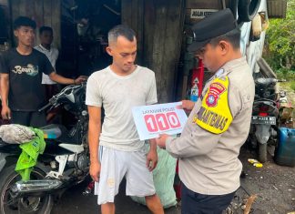 Bhabinkamtibmas Ranai Darat Ajak Pengelola Bengkel Motor Cegah Balap Liar dan Sosialisasikan Layanan Polisi 110