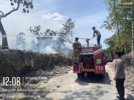Respons Cepat Polres Natuna Bersama Damkar, Kebakaran Lahan 2 Hektare di Bukit Arai Berhasil Dipadamkan
