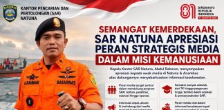 Semangat Kemerdekaan, SAR Natuna Apresiasi Peran Strategis Media dalam Misi Kemanusiaan