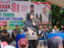 Di Tengah Car Free Day Tualang, Bupati Siak Afni Zulkifli Ajak Warga Cegah Karhutla
