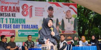 Di Tengah Car Free Day Tualang, Bupati Siak Afni Zulkifli Ajak Warga Cegah Karhutla