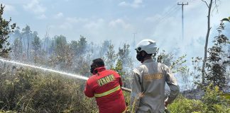 Gerak Cepat Polisi, Damkar dan Warga Cegah Kebakaran Lahan Meluas