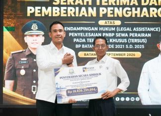 Sinergi BP Batam dan Kejari Batam, Rp18,82 Miliar PNBP Sewa Perairan Tersus Berhasil Diselesaikan