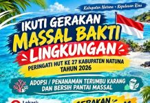 HUT ke-27 Natuna, Gerakan Tanam Terumbu Karang dan Bersih Pantai Digelar di Pulau Senua