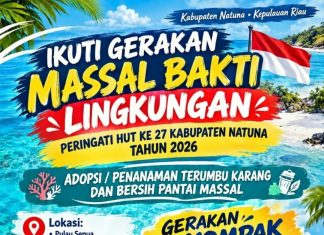 HUT ke-27 Natuna, Gerakan Tanam Terumbu Karang dan Bersih Pantai Digelar di Pulau Senua