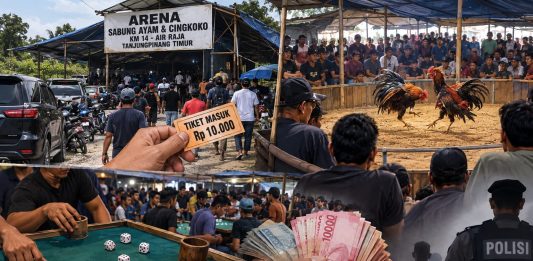 Judi Sabung Ayam dan Cingkoko di KM 14 Air Raja Disebut Marak Setiap Akhir Pekan