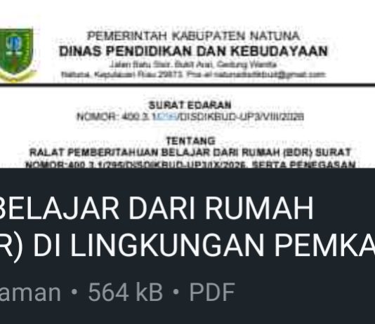 Kabut Asap Memburuk, Sekolah di 13 Kecamatan Natuna Beralih ke BDR Mulai 7 September
