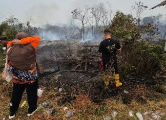 Di Tengah Kepulan Asap Karhutla, Bupati Lingga M. Nizar Turun Langsung Padamkan Api