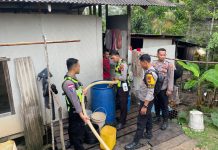Sambut Hari Lalu Lintas ke-71, Satlantas Polres Natuna Salurkan Air Bersih untuk Warga Sebadai Ulu