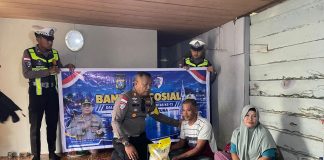 Hari Lalu Lintas ke-71, Satlantas Polres Natuna Salurkan Bantuan untuk Warga Sebadai Ulu