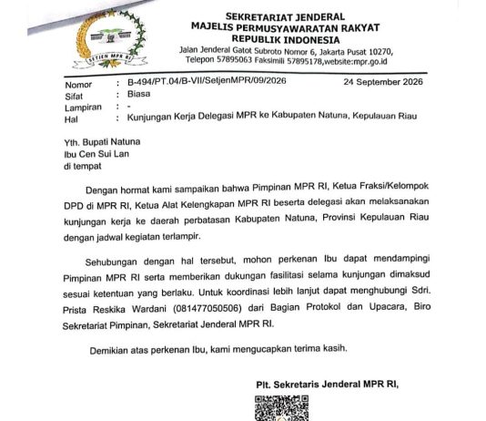 MPR RI Dijadwalkan Kunjungi Natuna, Bahas Isu Perbatasan dan Temui Masyarakat