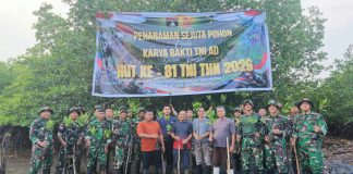 HUT TNI ke-81, Yonkomposit 1/Gardapati Tanam Pohon Dua Lokasi di Natuna