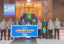 Minggu Kasih, Polres Natuna Hadir Pererat Kebersamaan dengan Jemaat GPIB Bukit Kasih