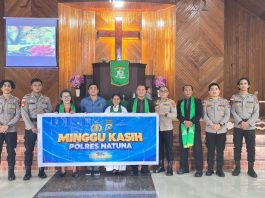 Minggu Kasih, Polres Natuna Hadir Pererat Kebersamaan dengan Jemaat GPIB Bukit Kasih