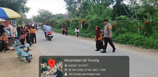Strong Point Pagi Hari, Polsek Idi Tunong Pastikan Keselamatan Pelajar